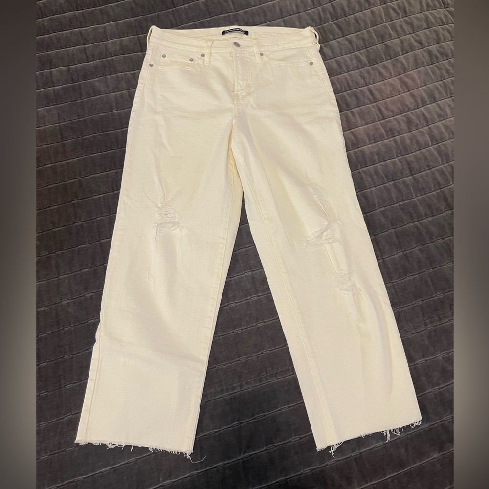 Calvin Klein Cream Straight Leg Jeans
